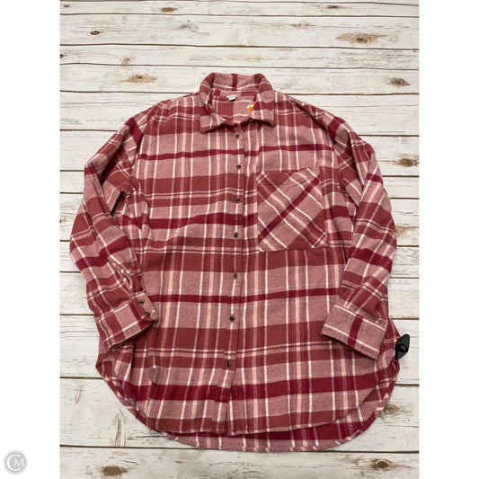 Top Long Sleeve By Aerie In Plaid Pattern, Size: M