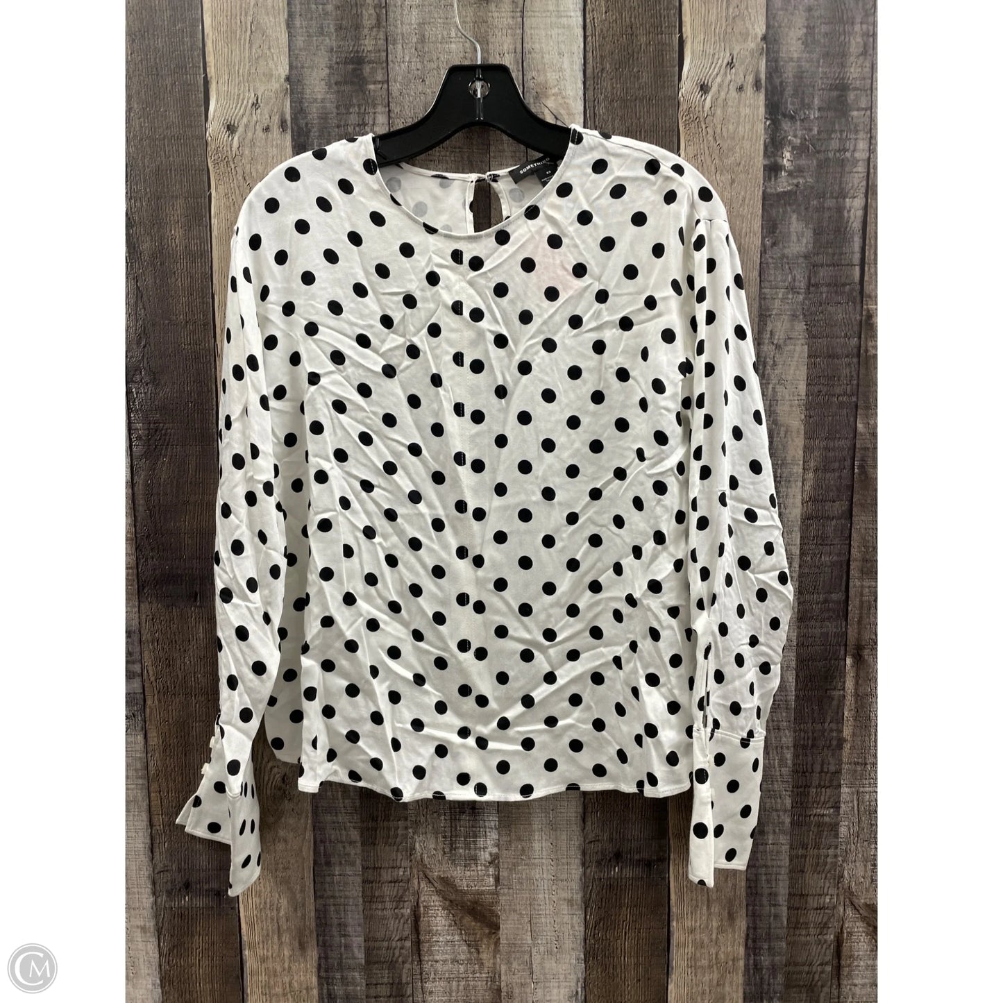 Top Long Sleeve By Something Navy In Polkadot Pattern, Size: Xs