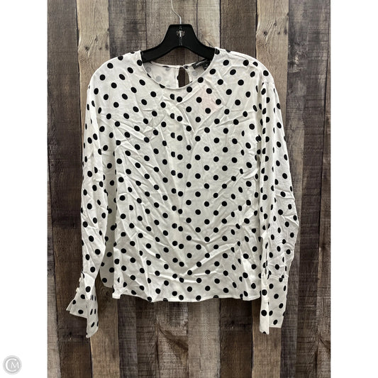 Top Long Sleeve By Something Navy In Polkadot Pattern, Size: Xs