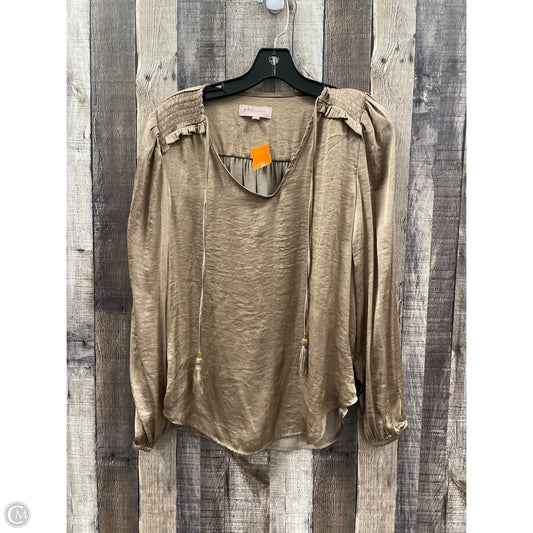 Top Long Sleeve By Philosophy In Brown, Size: S