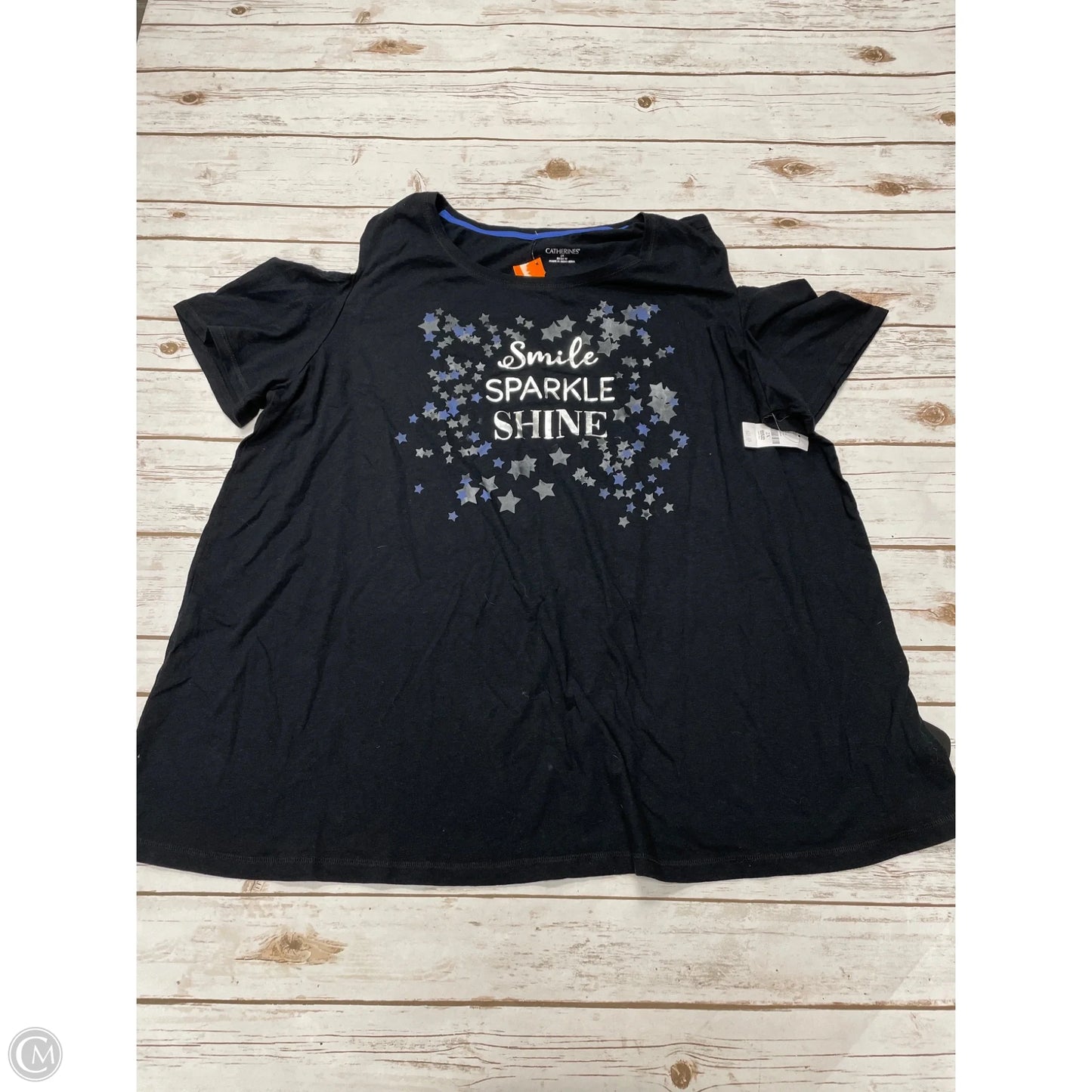 Top Short Sleeve By Catherines In Black, Size: 2x