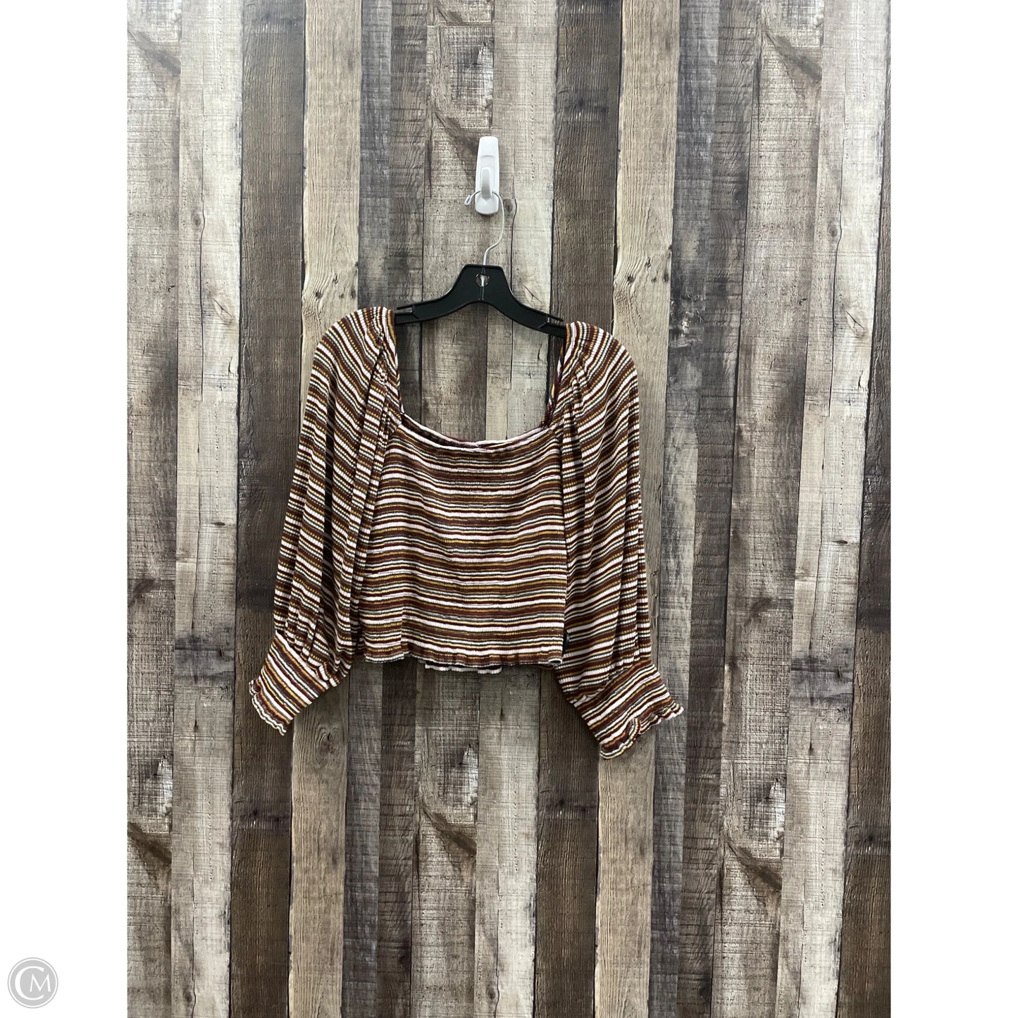 Top Long Sleeve By Anthropologie In Striped Pattern, Size: M