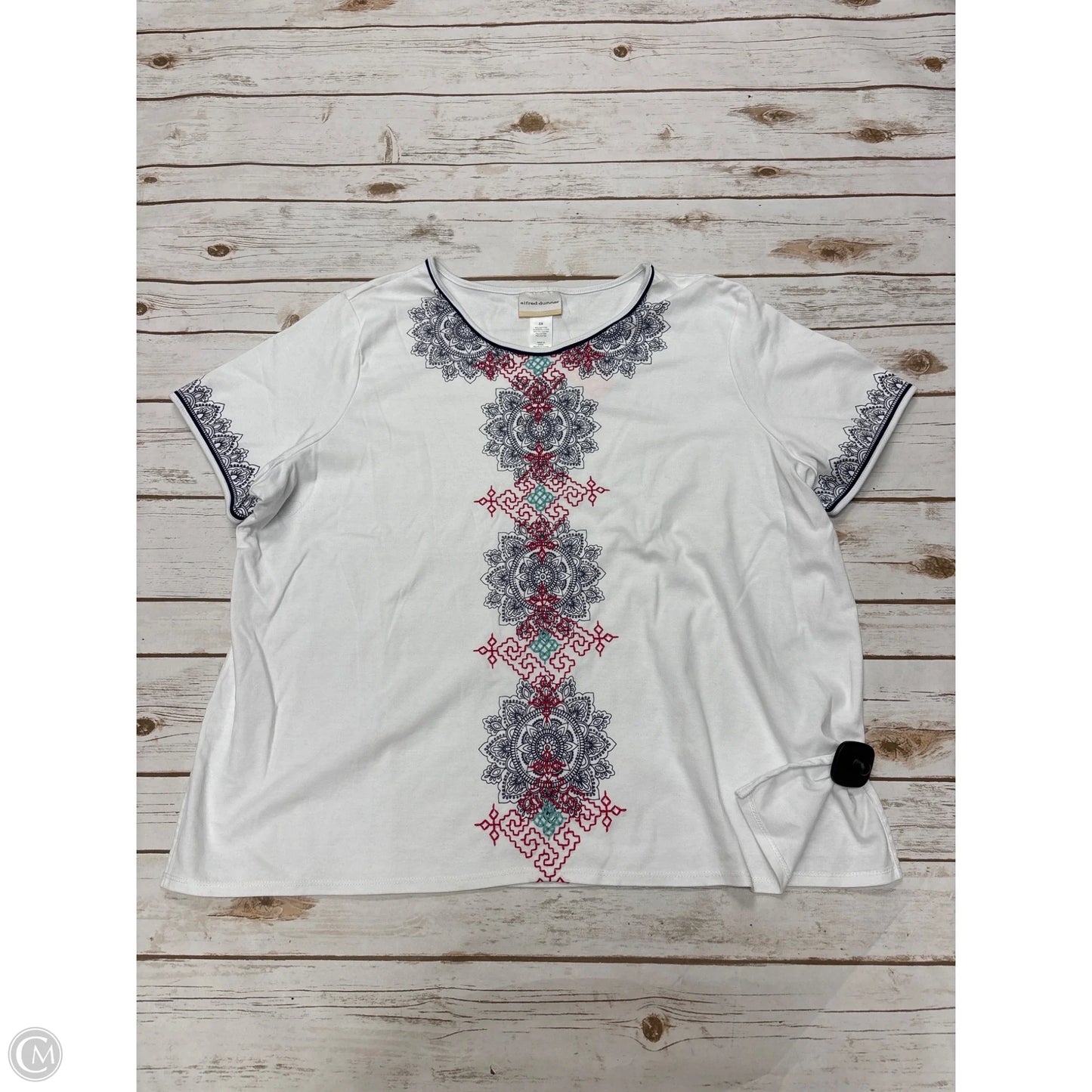 Top Short Sleeve By Alfred Dunner In White, Size: 2x