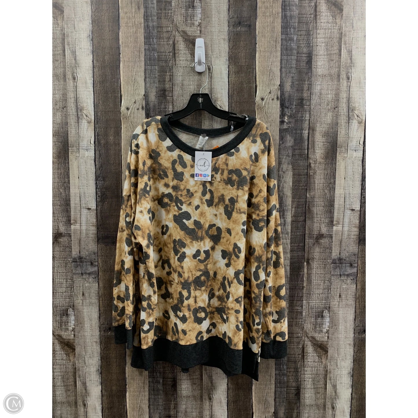 Top Long Sleeve By Honeyme In Animal Print, Size: Xxl