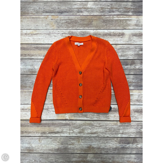 Sweater Cardigan By Loft In Orange, Size: S