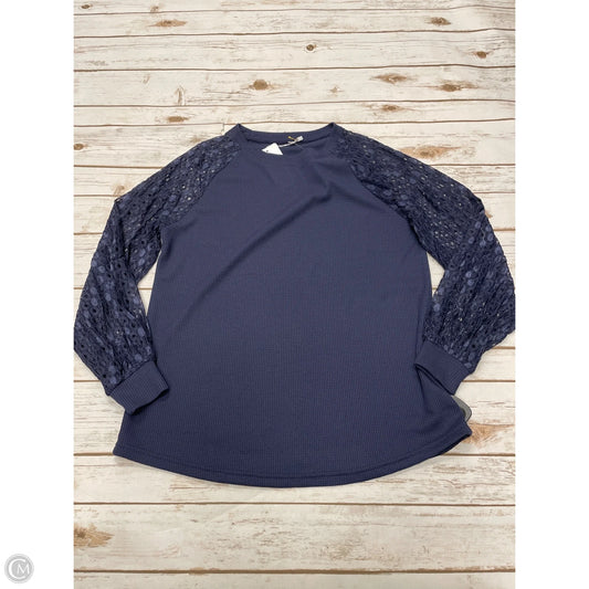 Top Long Sleeve By Cme In Navy, Size: L