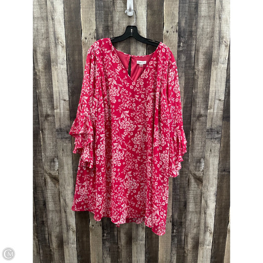 Dress Casual Short By Calvin Klein In Pink & White, Size: 2x