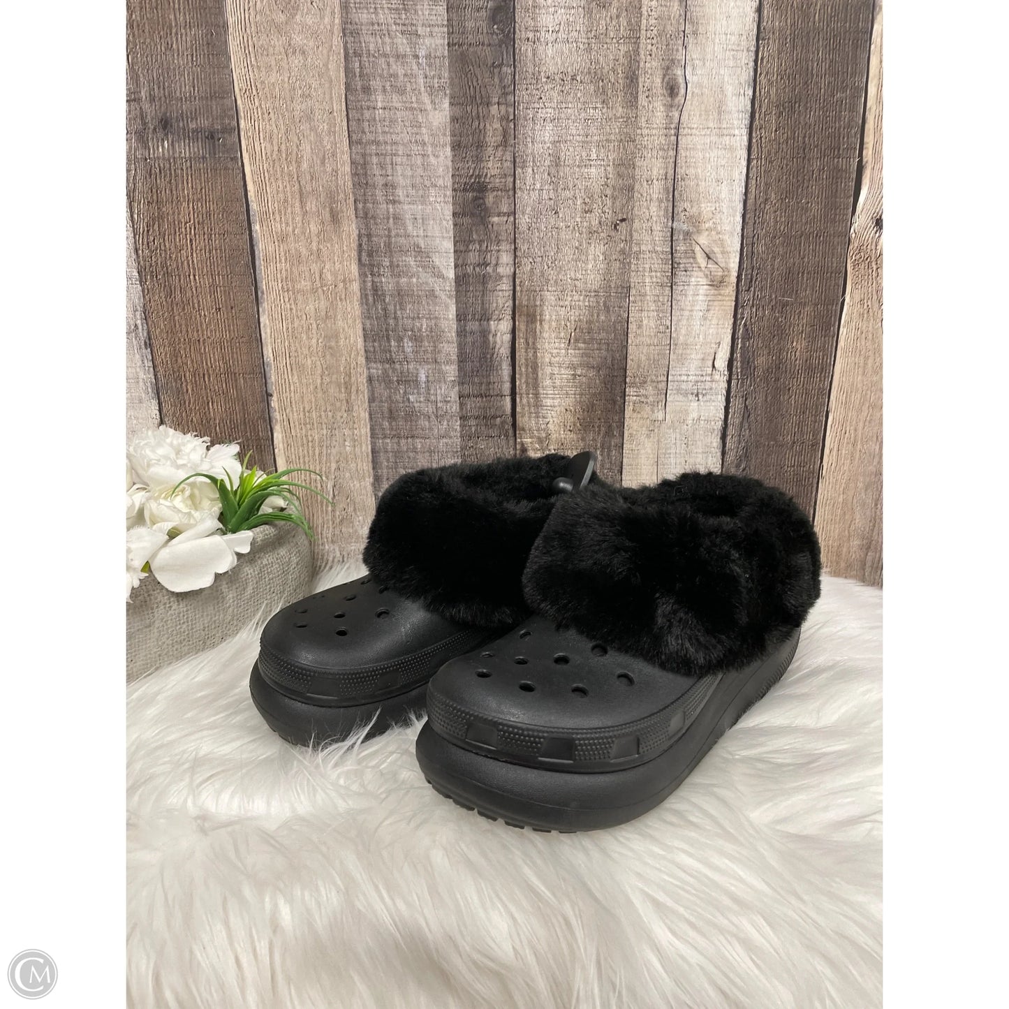 Shoes Heels Platform By Crocs In Black, Size: 8