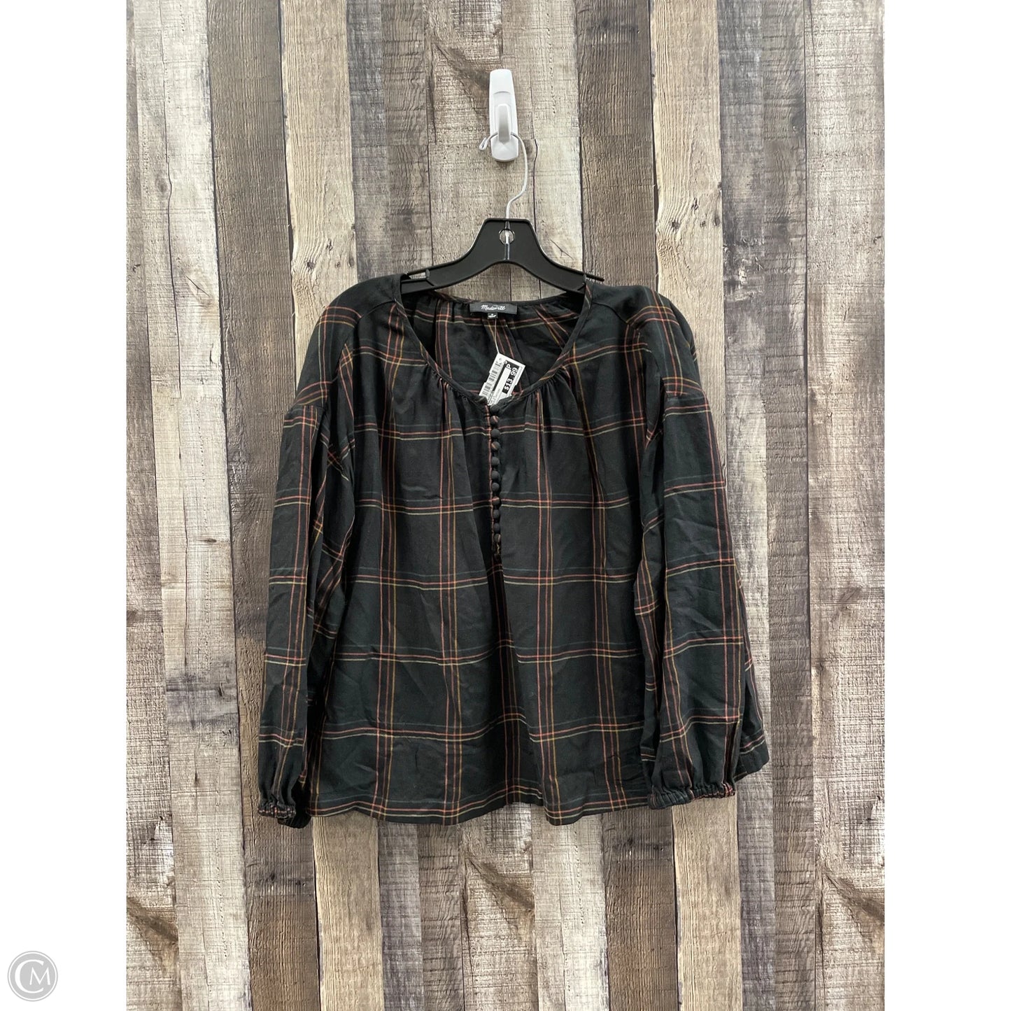 Top Long Sleeve By Madewell In Plaid Pattern, Size: M