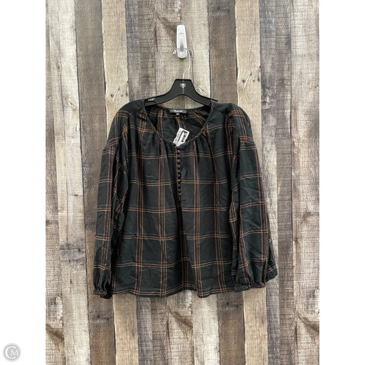 Top Long Sleeve By Madewell In Plaid Pattern, Size: M