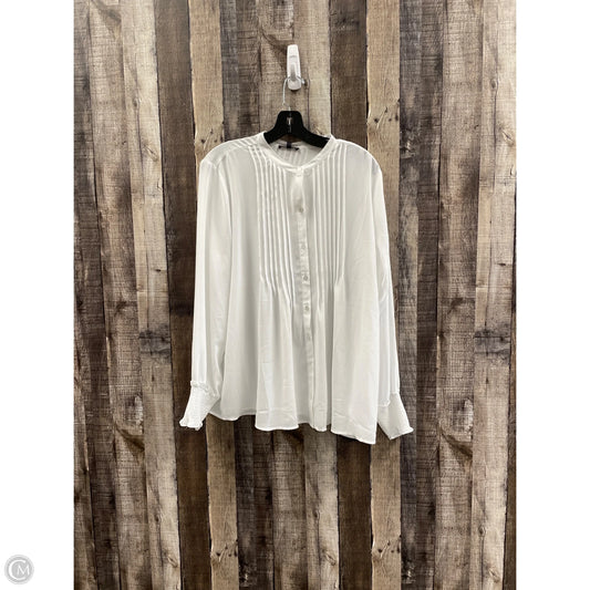 Top Long Sleeve By Cme In White, Size: L