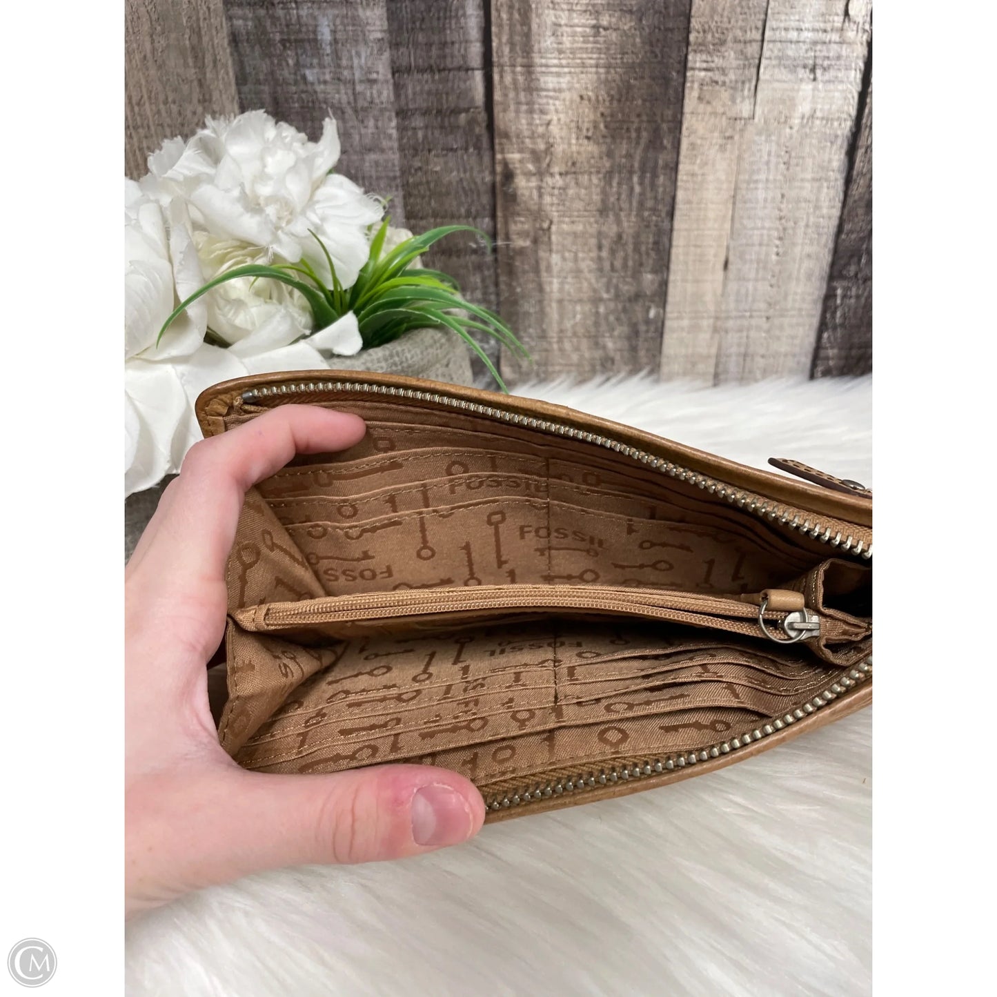 Wallet Leather By Fossil, Size: Medium
