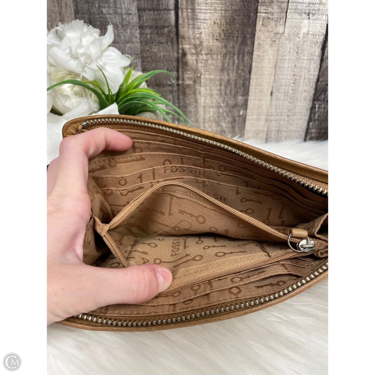 Wallet Leather By Fossil, Size: Medium