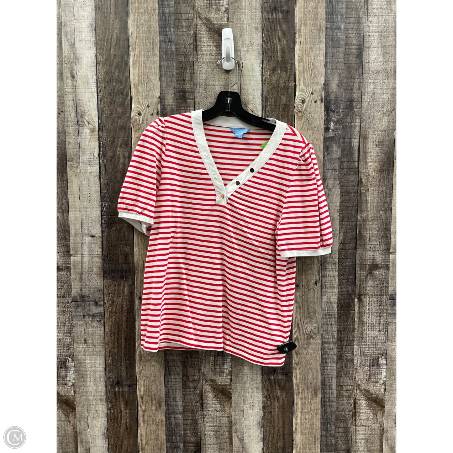 Top Short Sleeve By Draper James In Striped Pattern, Size: M