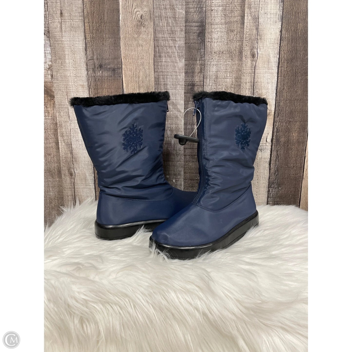 Boots Mid-calf Flats By Comfortview In Navy, Size: 9