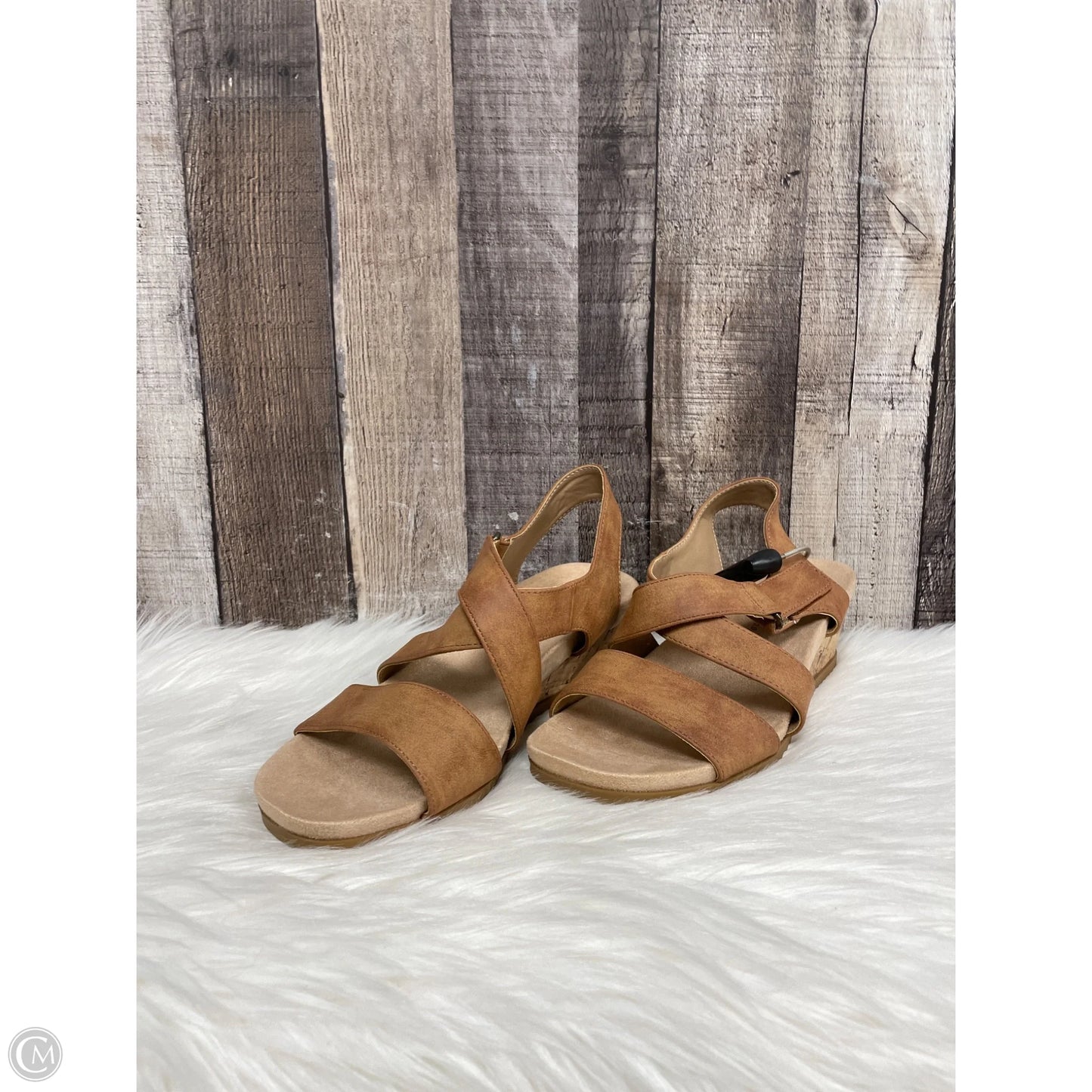Sandals Heels Wedge By Life Stride In Tan, Size: 7.5