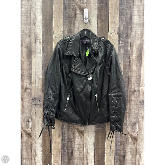 Jacket Moto By Roamans In Black, Size: Xl
