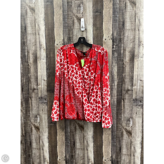 Top Long Sleeve By International Concepts In Red, Size: Xxl