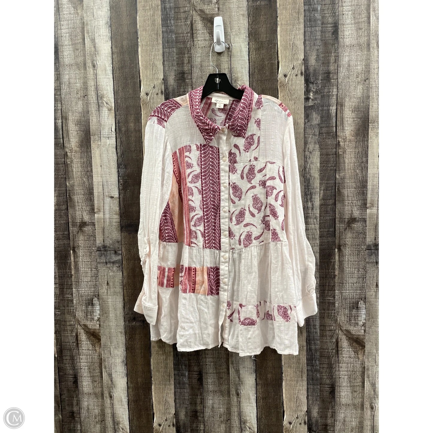 Top Long Sleeve By Style And Company In Pink, Size: 1x