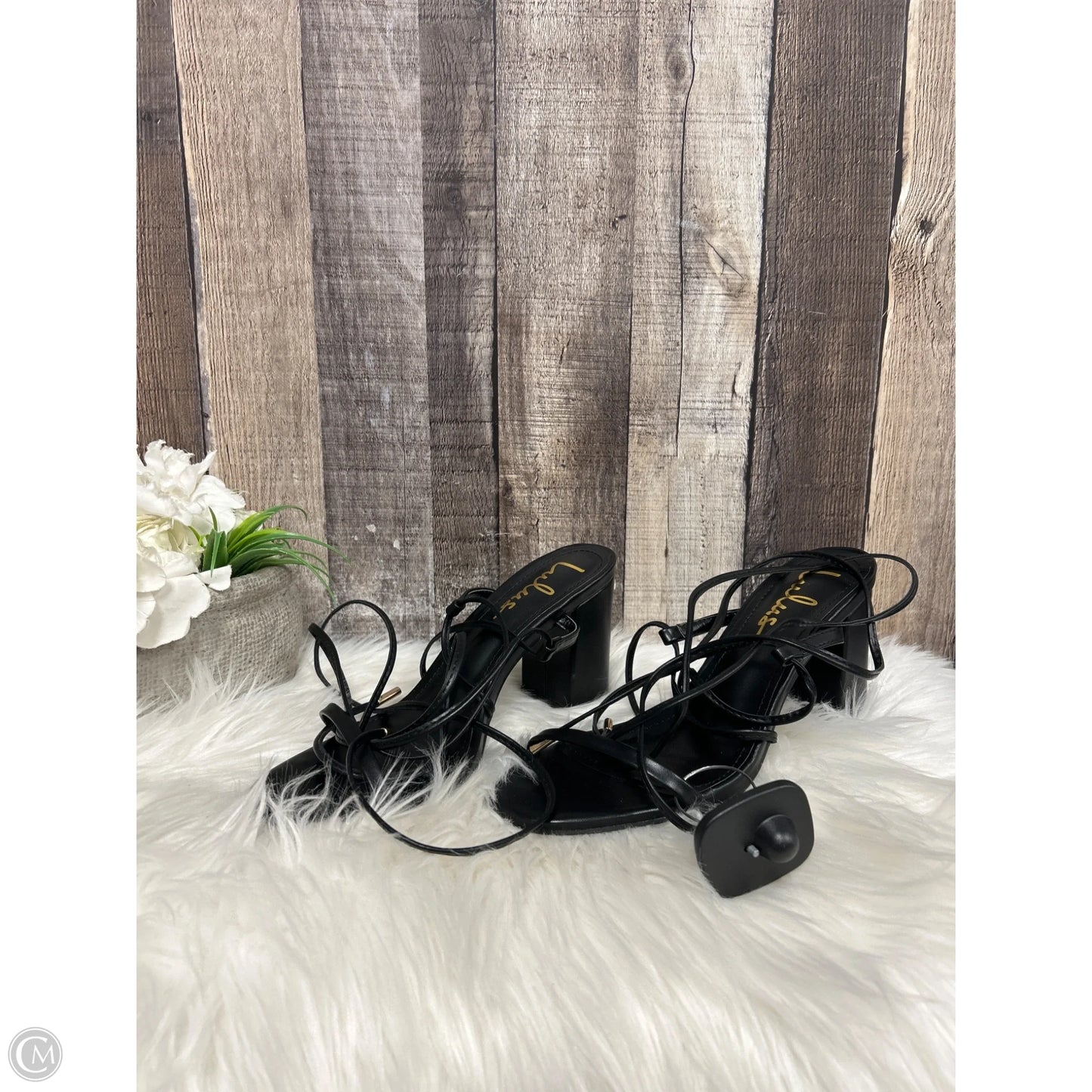 Sandals Heels Block By Lulus In Black, Size: 7.5