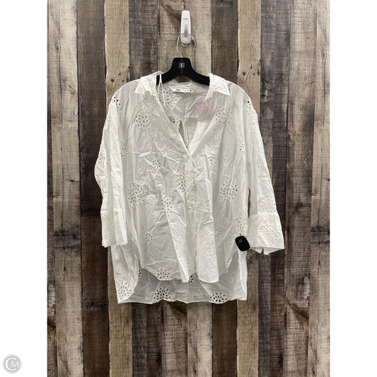 Top Long Sleeve By Zara In White, Size: L