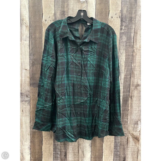Top Long Sleeve By Susan Graver In Plaid Pattern, Size: L