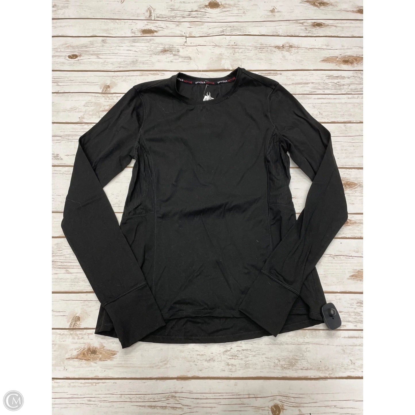 Athletic Top Long Sleeve Crewneck By Spyder In Black, Size: M