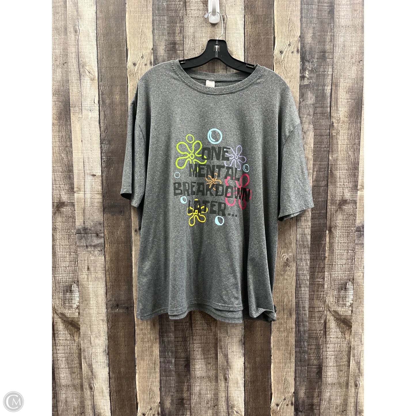 Top Short Sleeve By Cmf In Grey, Size: 2x