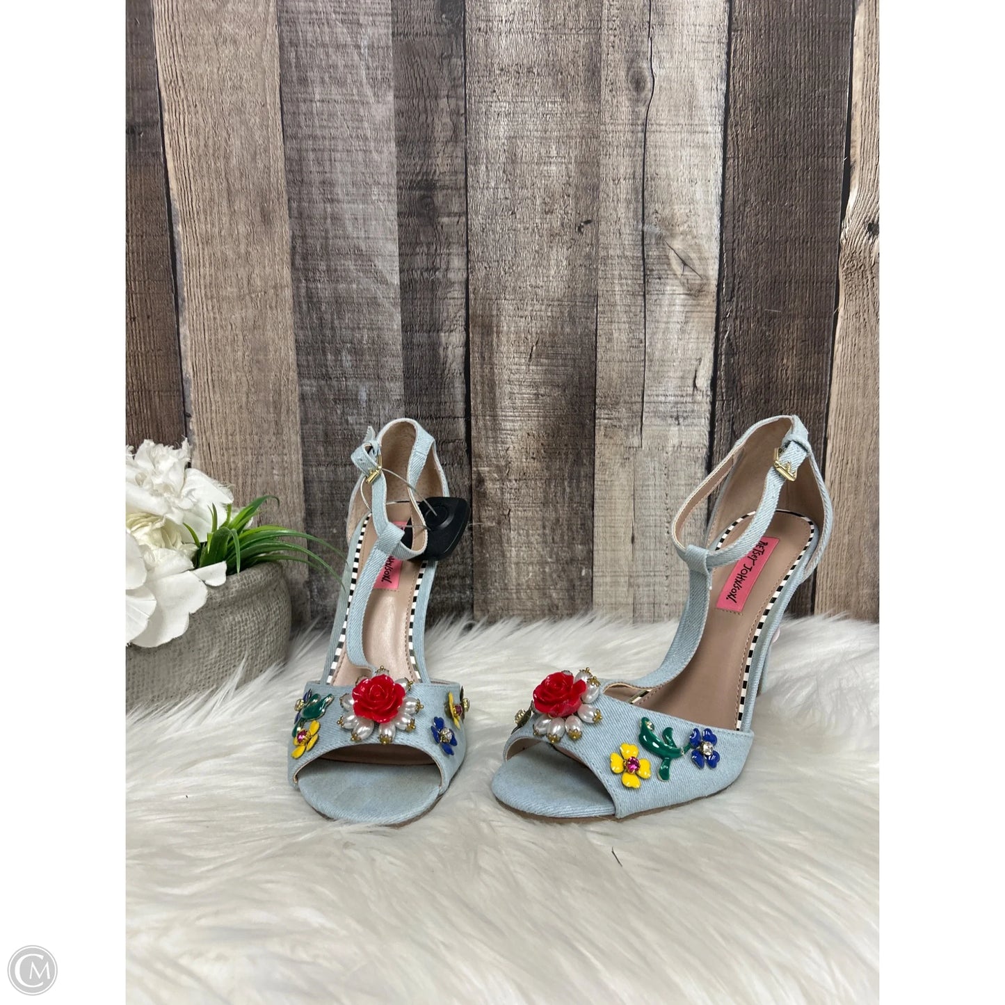 Sandals Heels Stiletto By Betsey Johnson In Multi-colored, Size: 9