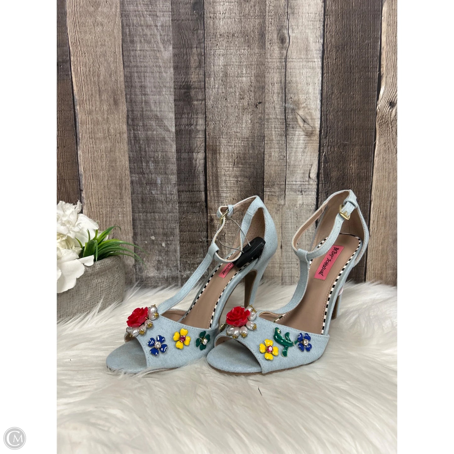 Sandals Heels Stiletto By Betsey Johnson In Multi-colored, Size: 9