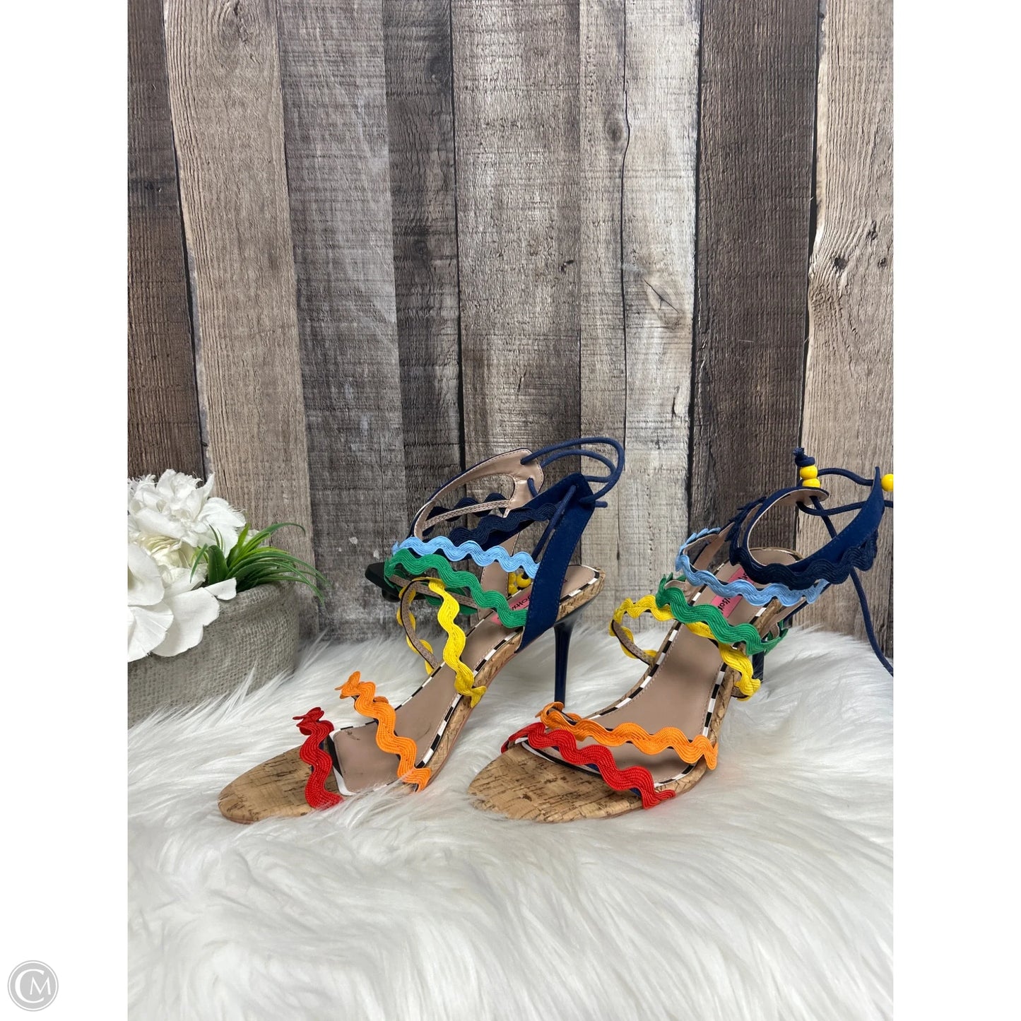 Sandals Heels Stiletto By Betsey Johnson In Multi-colored, Size: 10