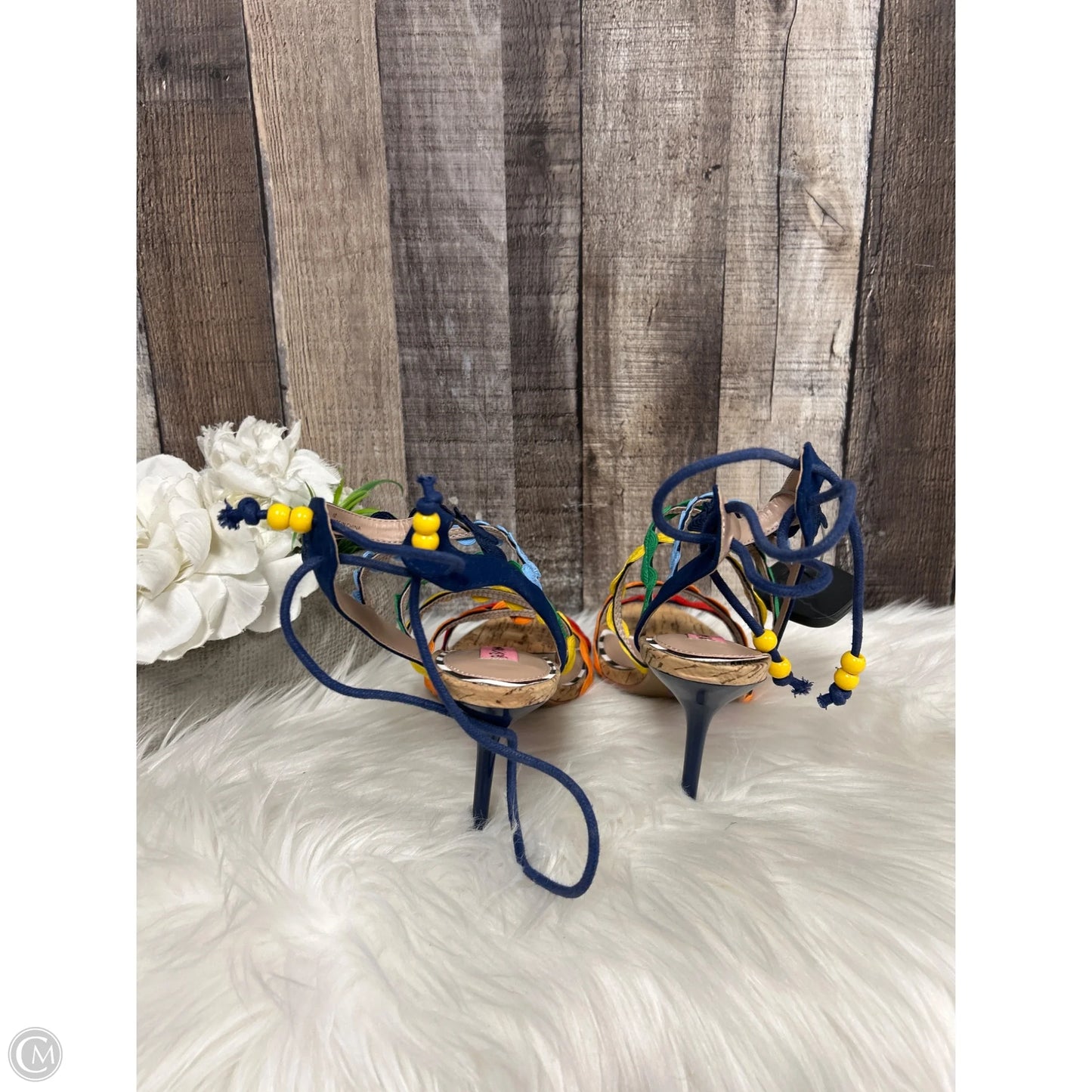 Sandals Heels Stiletto By Betsey Johnson In Multi-colored, Size: 10