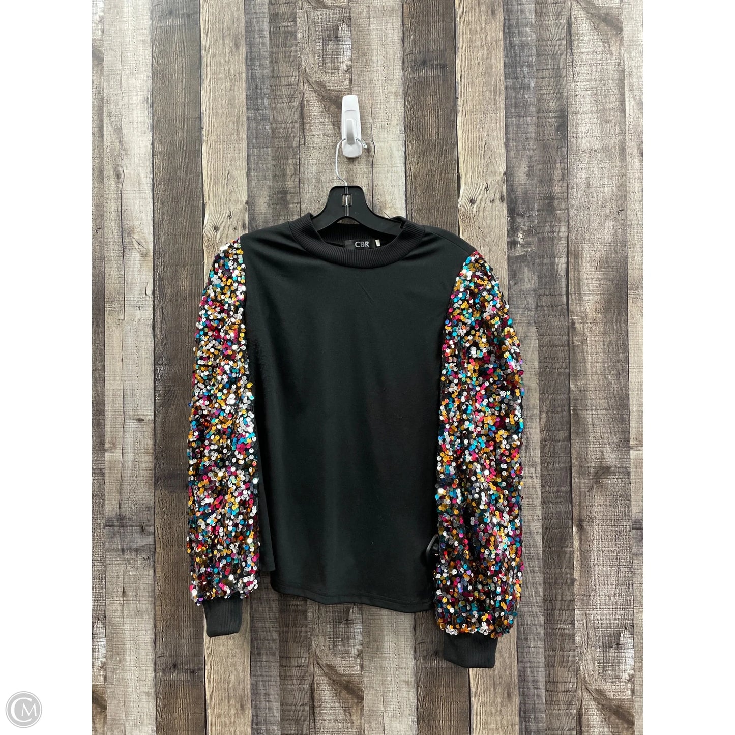 Top Long Sleeve By Cme In Black, Size: L