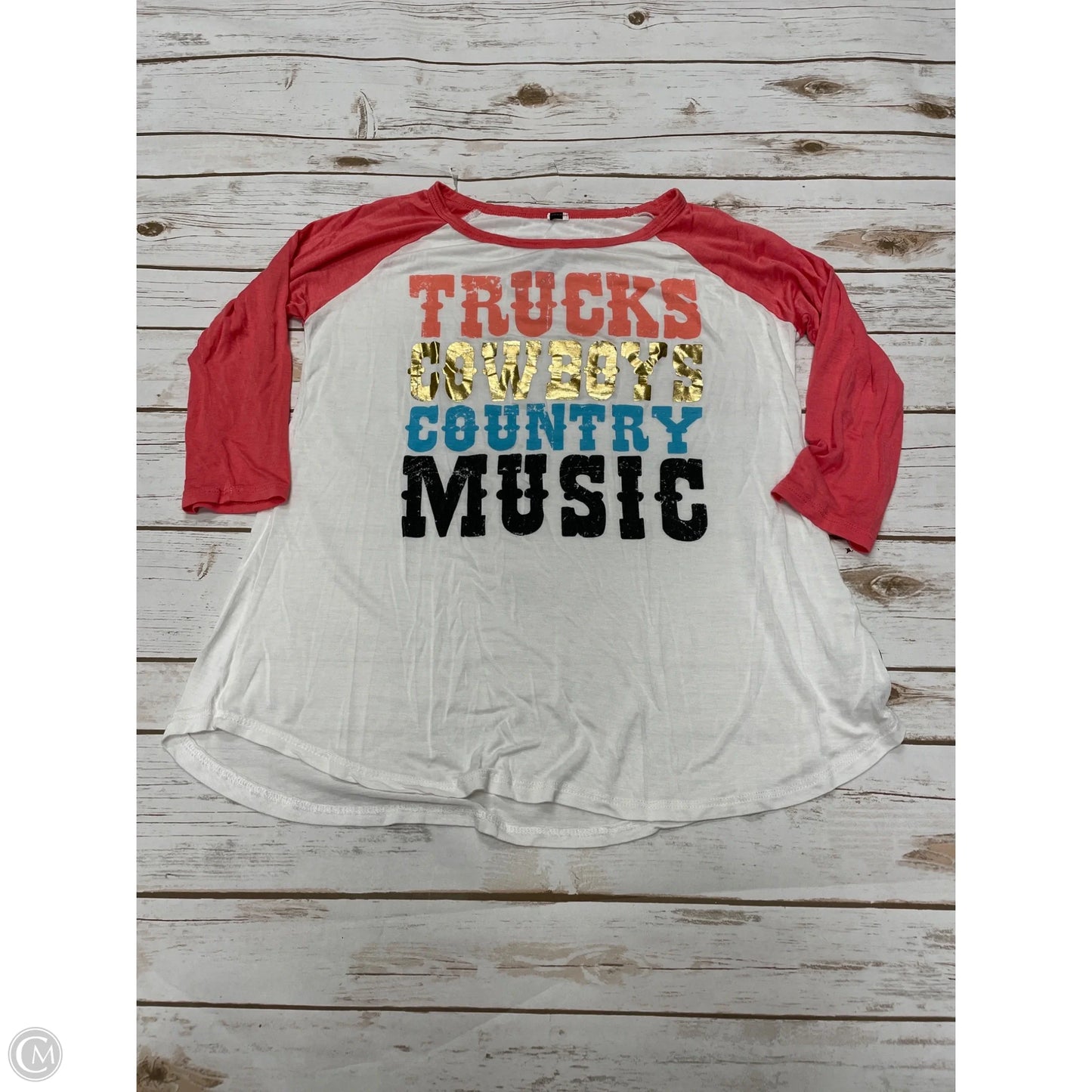 Top 3/4 Sleeve By Cme In Coral, Size: M