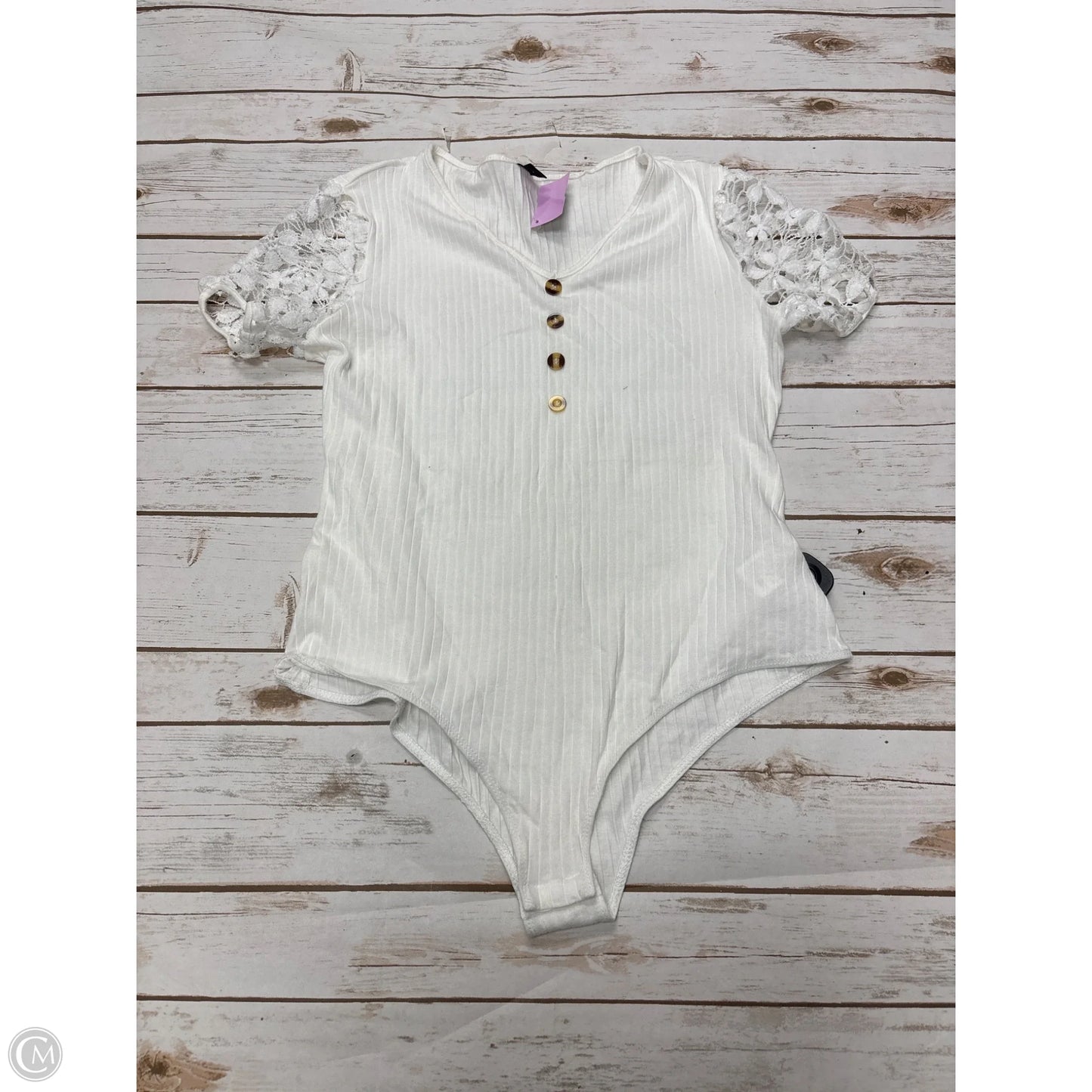 Top Short Sleeve By Shein In White, Size: L