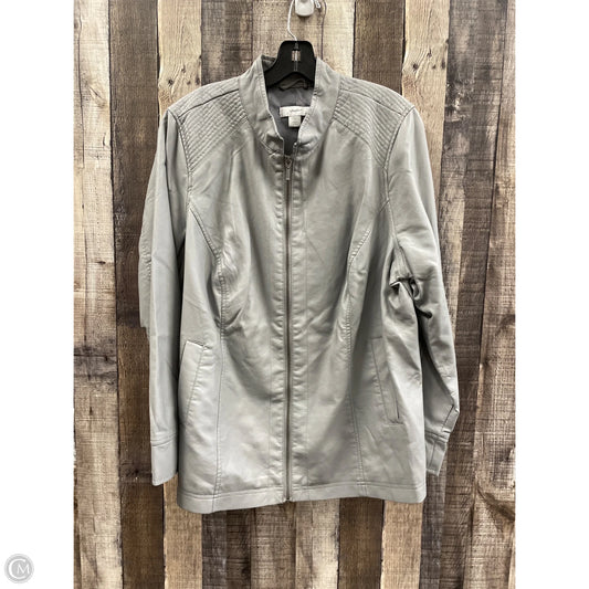 Jacket Moto By Cj Banks In Grey, Size: 1x