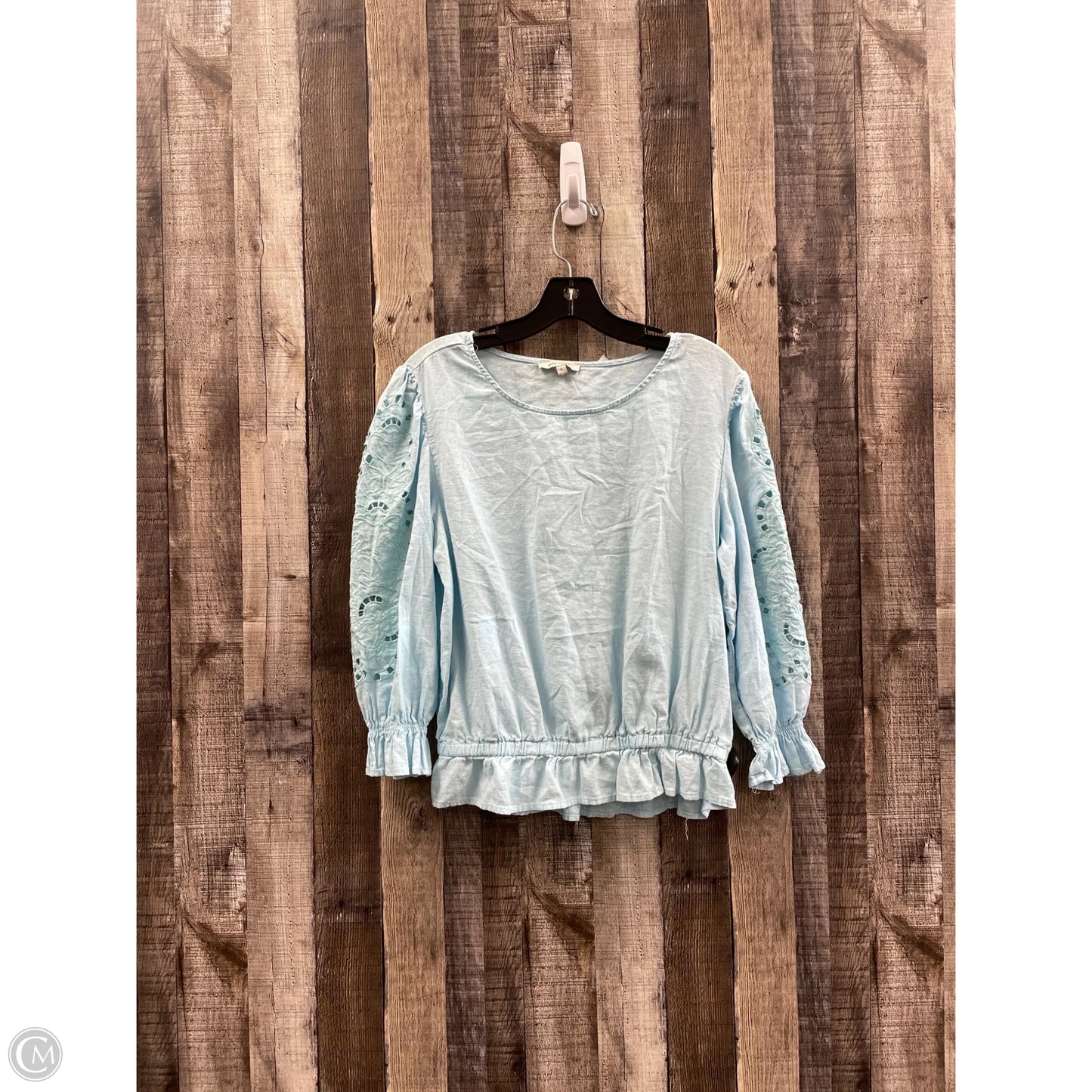 Top Long Sleeve By Anne Carson In Blue, Size: L