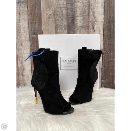 Boots Luxury Designer By Balmain In Black, Size: 8.5