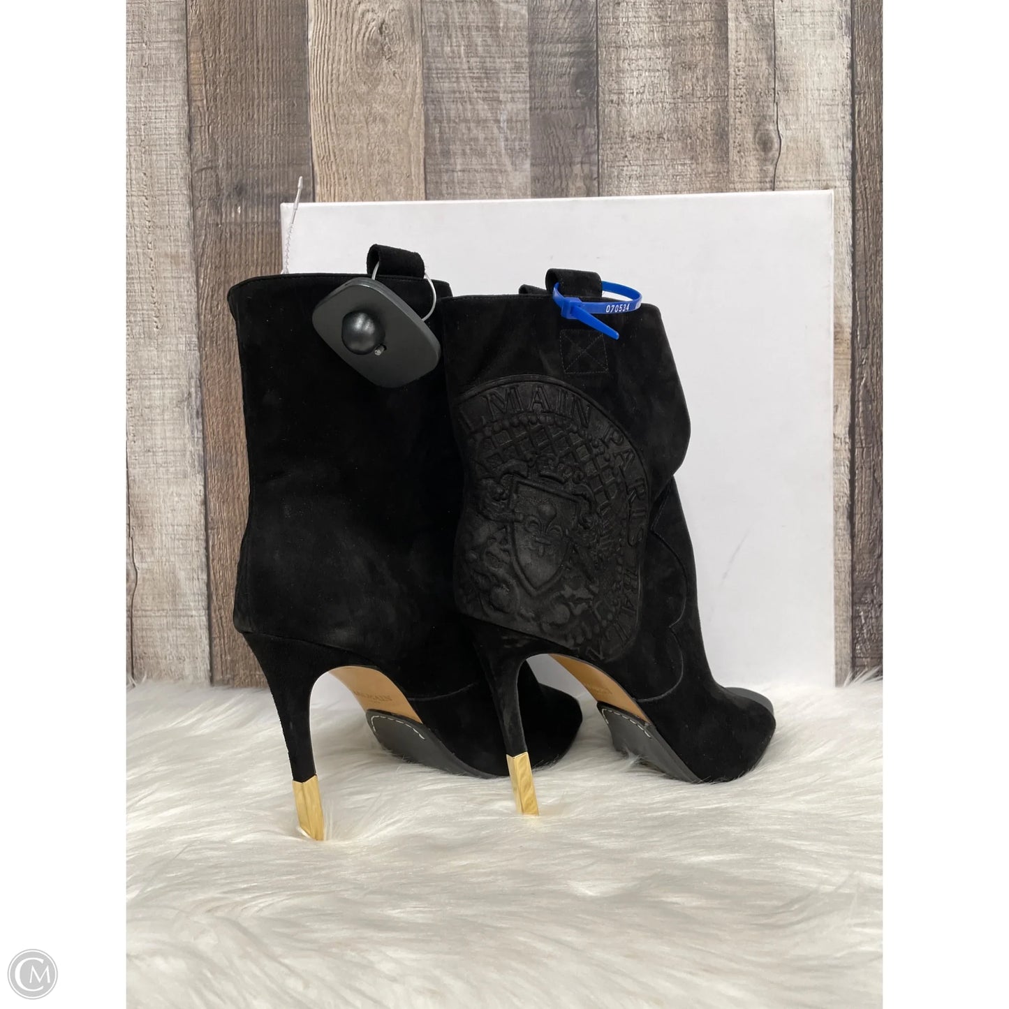 Boots Luxury Designer By Balmain In Black, Size: 8.5
