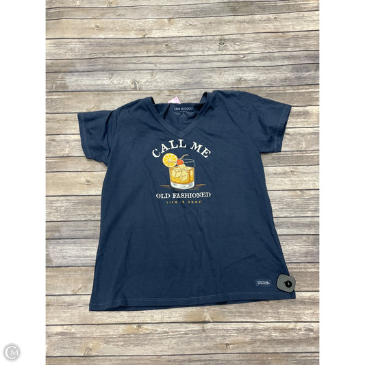 Top Short Sleeve By Life Is Good In Blue, Size: L