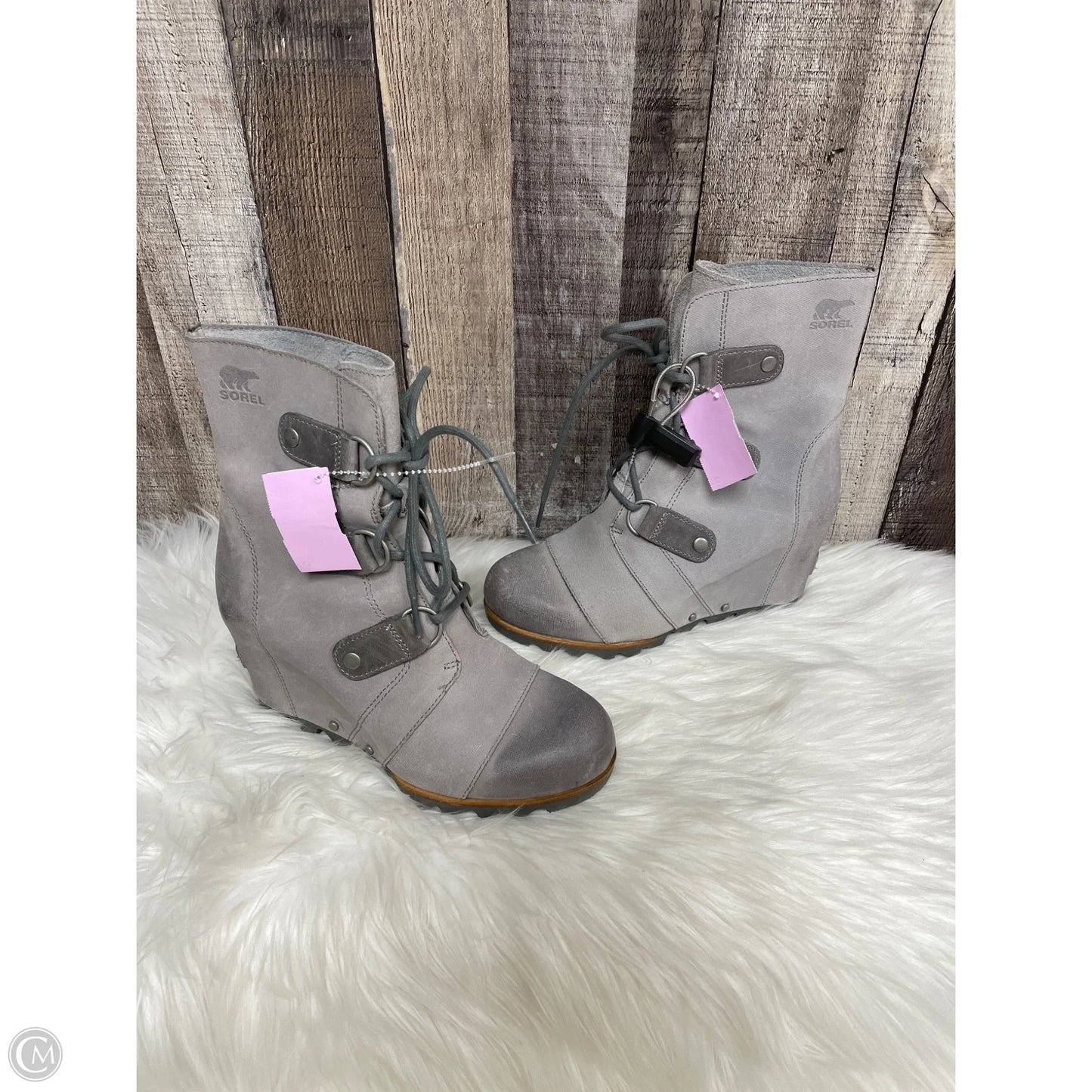 Boots Ankle Heels By Sorel In Grey, Size: 7