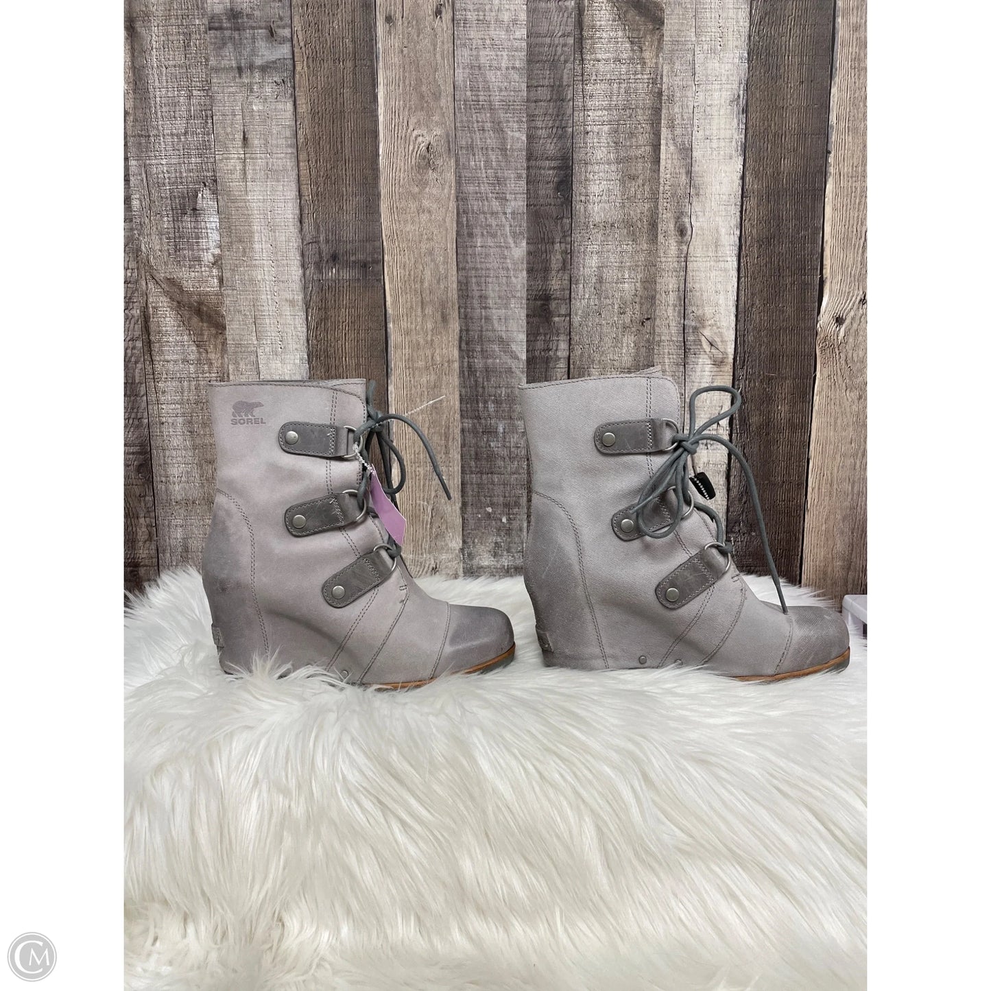 Boots Ankle Heels By Sorel In Grey, Size: 7