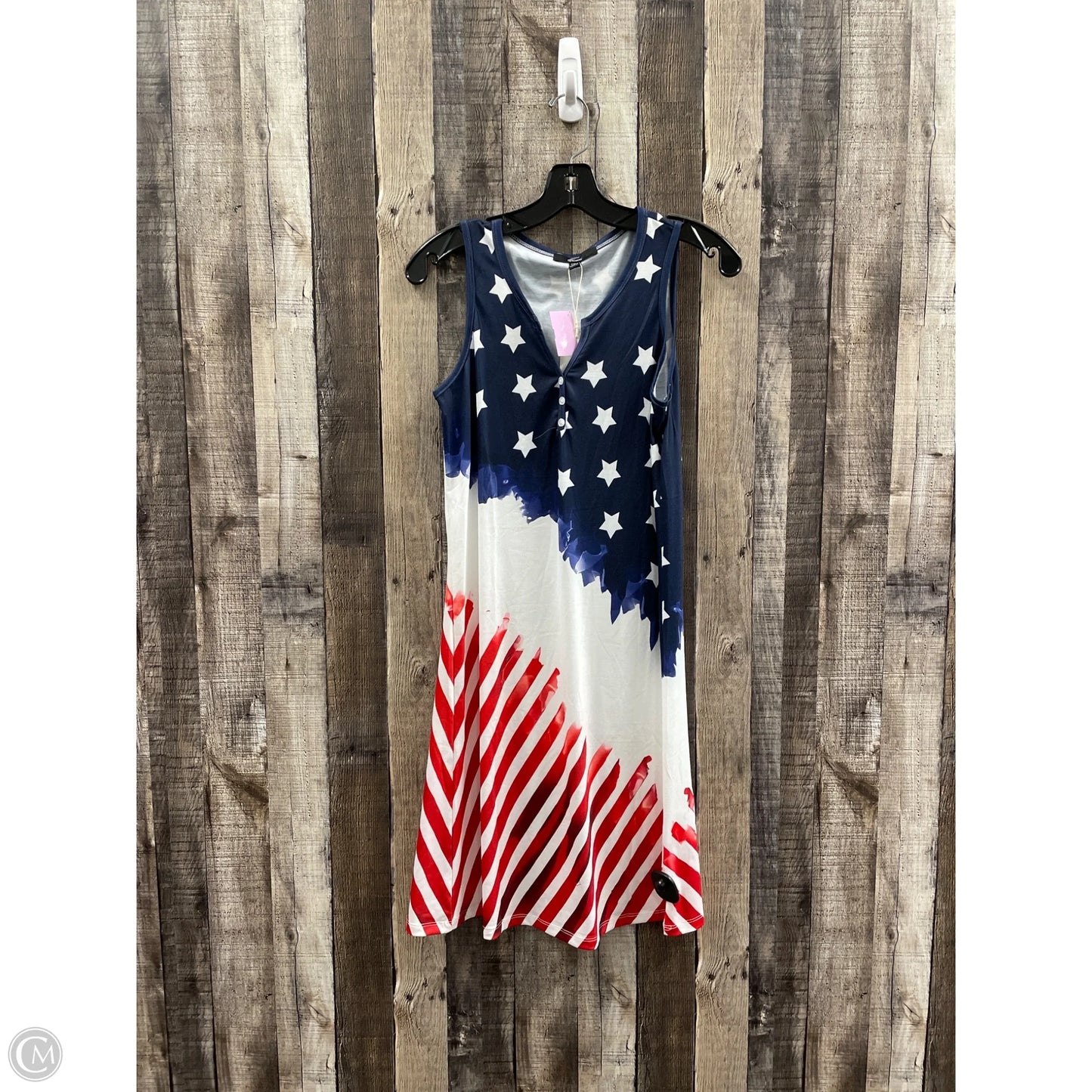 Dress Casual Midi By Cme In Blue Red & White, Size: S