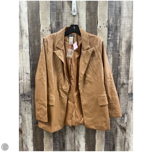 Jacket Leather By Sans Souci In Brown, Size: S