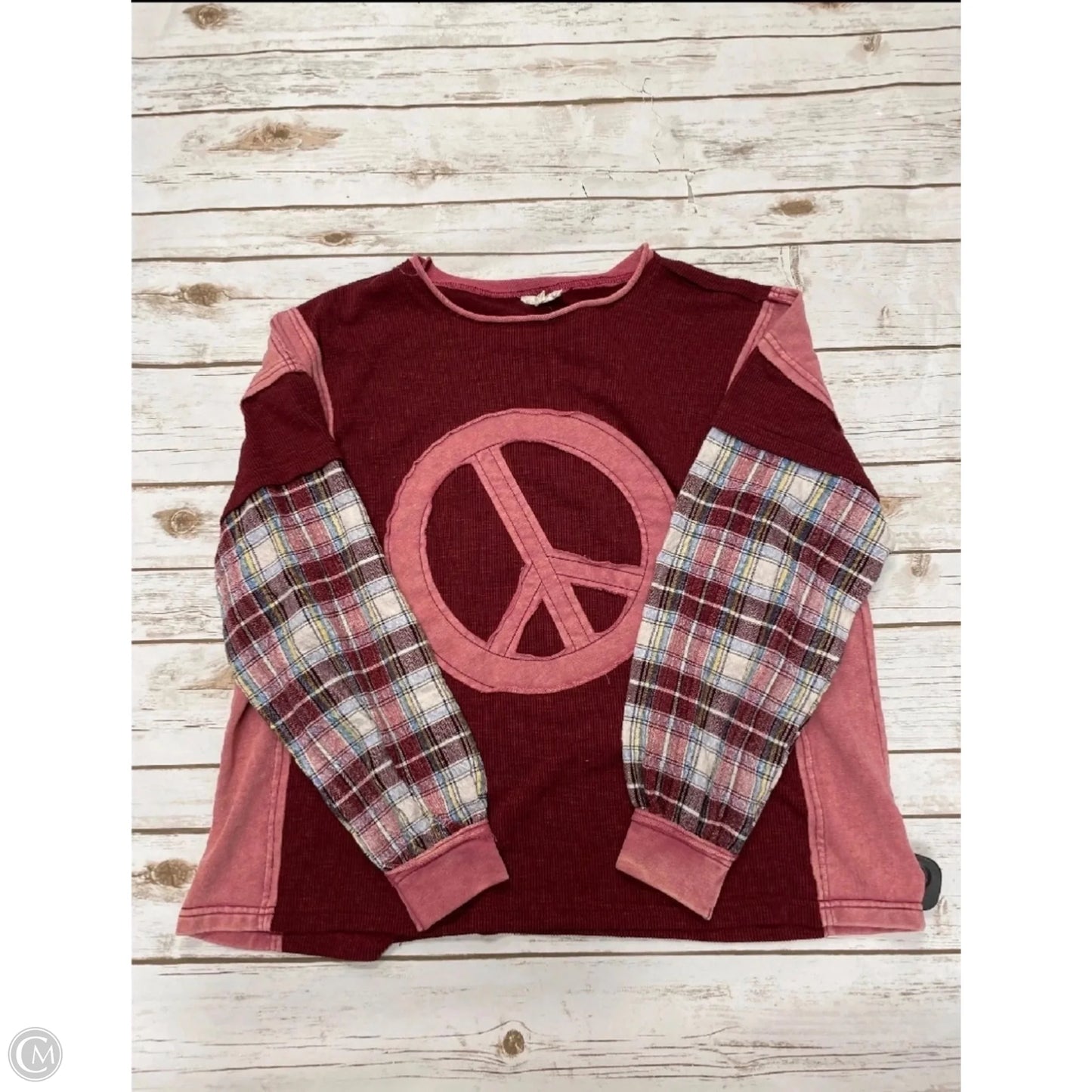 Top Long Sleeve By Easel In Maroon, Size: S