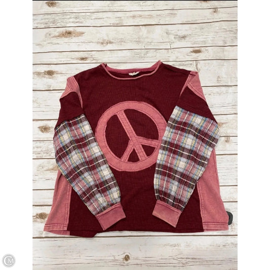 Top Long Sleeve By Easel In Maroon, Size: S
