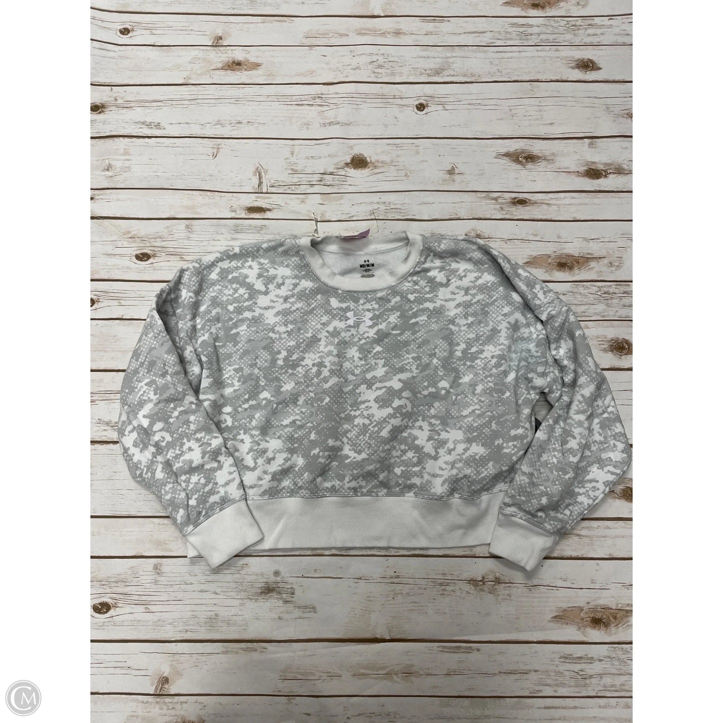 Athletic Sweatshirt Crewneck By Under Armour In Grey & White, Size: M