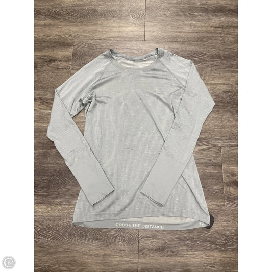 Athletic Top Long Sleeve Collar By Lululemon In Grey, Size: 12