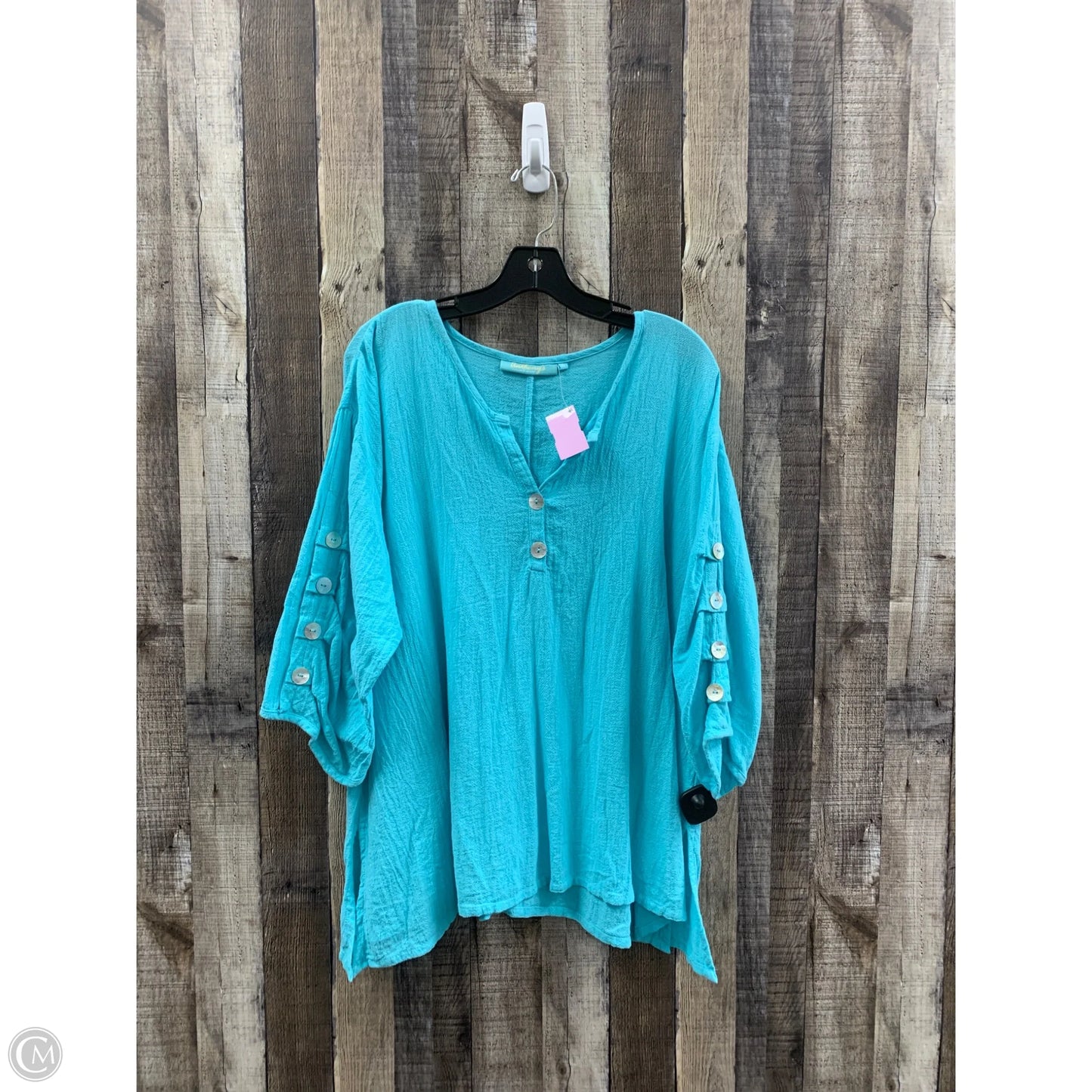 Top 3/4 Sleeve By Cme In Blue, Size: Xl