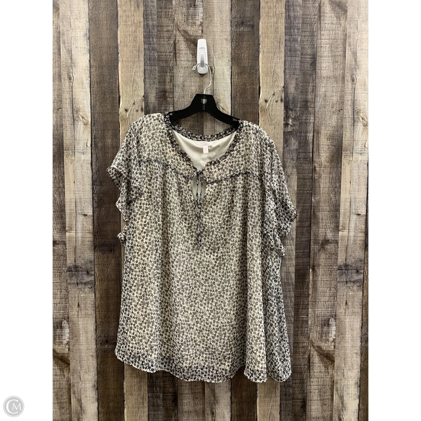 Top Short Sleeve By Lc Lauren Conrad In Black & White, Size: 4x